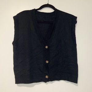 Black Button Down Sweater Vest